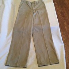 Size 12 Slim Chaps pants khaki uniform flat front adjustable waist boys