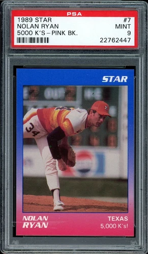 1989 Star Ryan Baseball #7 Nolan Ryan 5000 K's-pink Bk. PSA 9