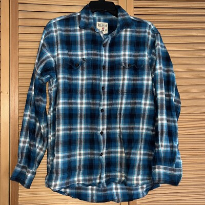 Redhead Flannel Shirt Men's Med. Teal Grey, Regular Fit, Brushed Plaid, 2 Pocket