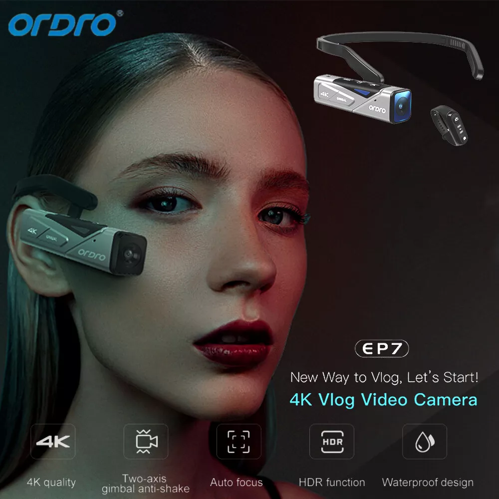 ORDRO EP7 Head Mount Wearable 4K 60fps Video Camera First Person ORDRO EP7 Head Mount Wearable 4K 60fps Video Camera First Person