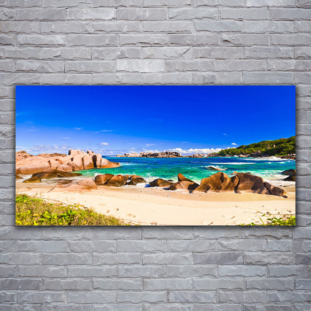 Tableau mer en verre acrylique 120x60 cm pour salon lumineux