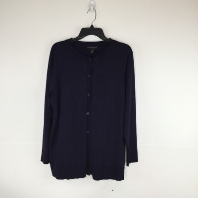 Lane Bryant Cardigan Women Size 14/16 Navy Blue Sweater Button-Up Long  Sleeve