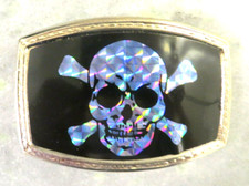 NOS - Vintage 1970s SKULL AND CROSSBONES Belt Buckle - RARE SOUVENIER