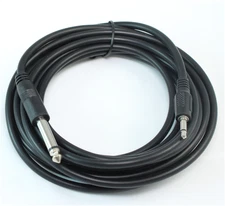 15ft 1/4inch MONO (TS) to 3.5mm Audio/Guitar  Male to Male Cable  Black