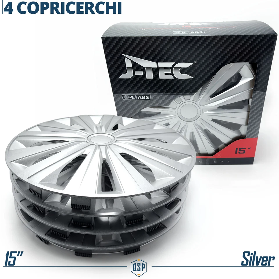 4 Copricerchi per Hyundai i20 1 08-12 15'' Pollici Coppette 12 Razze Silver MADE - Immagine 4 di 4