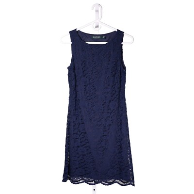 lauren ralph lauren lace trim a line dress Womens 4 Navy Floral Cocktail Sheath A-Line Party Elegan feature:custom-made LaDivine CD0192W Flowy Long Size:L (12) nylon elastane