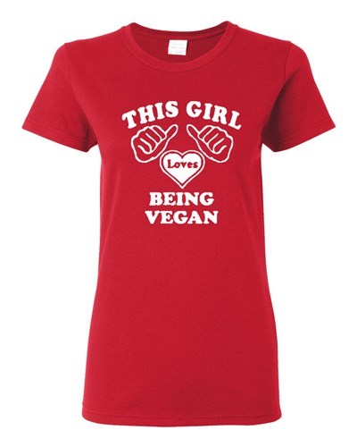 Ladies This Girl Loves Being A Vegan Vegetarian Vegetables Lover T-Shirt Tee - Picture 9 of 12