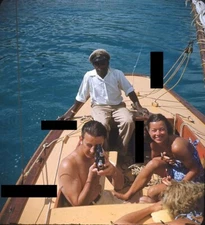 1950's Realist Stereo Slide People with Movie Camera on Boat 3D Stereoview 35mm