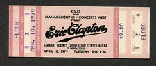 1979 Eric Clapton Muddy Waters Unused Concert Ticket Ft Worth Texas Backless