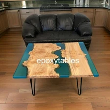 Square Epoxy Resin Center Sofa Coffee Table Top Luxury Kitchen Farmhouse Home De