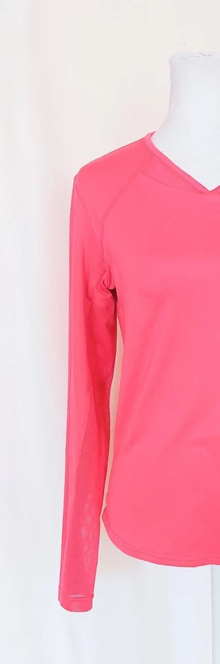 Camisa de sol SanSoleil SolTek para mujer pequeña manga larga sólida activa cuello diamante rosa Foto 2 de 4