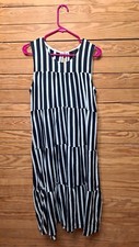 J.CREW STRIPED TIERED SLEEVELESS DRESS SIZE L NAUTICAL BOHO RESORT  100% COTTON