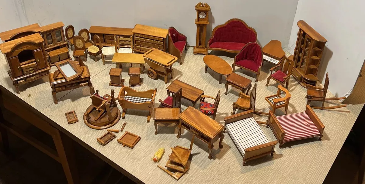 Lot Of 39 Plus~Doll House Furniture~Some Need TLC~Others Excellent~Read All