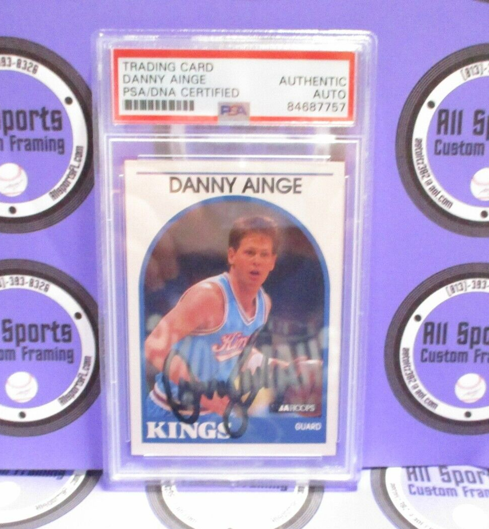 Danny Ainge Autographed Signed Sacramento Kings Kings 1990 NBA Hoops Card #215 PSA Slab 
