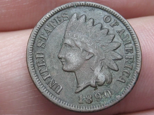 1890 Indian Head Cent Penny- XF Details, Diamond