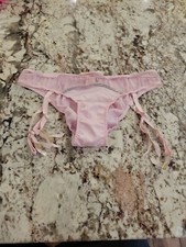 True Vintage Victoria's Secret Bling Cheekini Garter Panty Pink Small