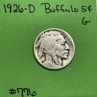 1926 D Buffalo 🦬 Indian Head Nickel 5c Good GD