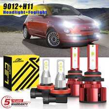 For Fiat 500 2012 - 2019 6000k 4x Led Headlight Highlow Fog Light Bulbs Combo