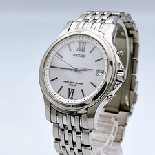 SEIKO Dolce Radio Solar Titanium Men's Watch White 7B22-0AR0 From Japan #12058