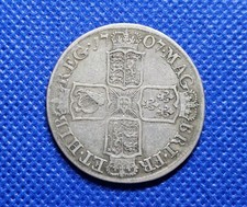 1707 E Halfcrown Queen Anne British Silver Coin Edinburgh Mint