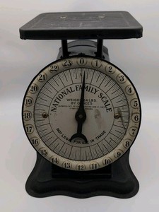 VINTAGE ANTIQUE PRIMITIVE 1912 NATIONAL FAMILY SCALE 24 lbs Pounds 