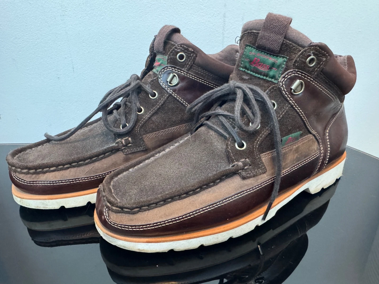 G.H. Bass & Co. Camp Moc III Ranger Boots Dark Brown Suede & Leather UK9 EU44
