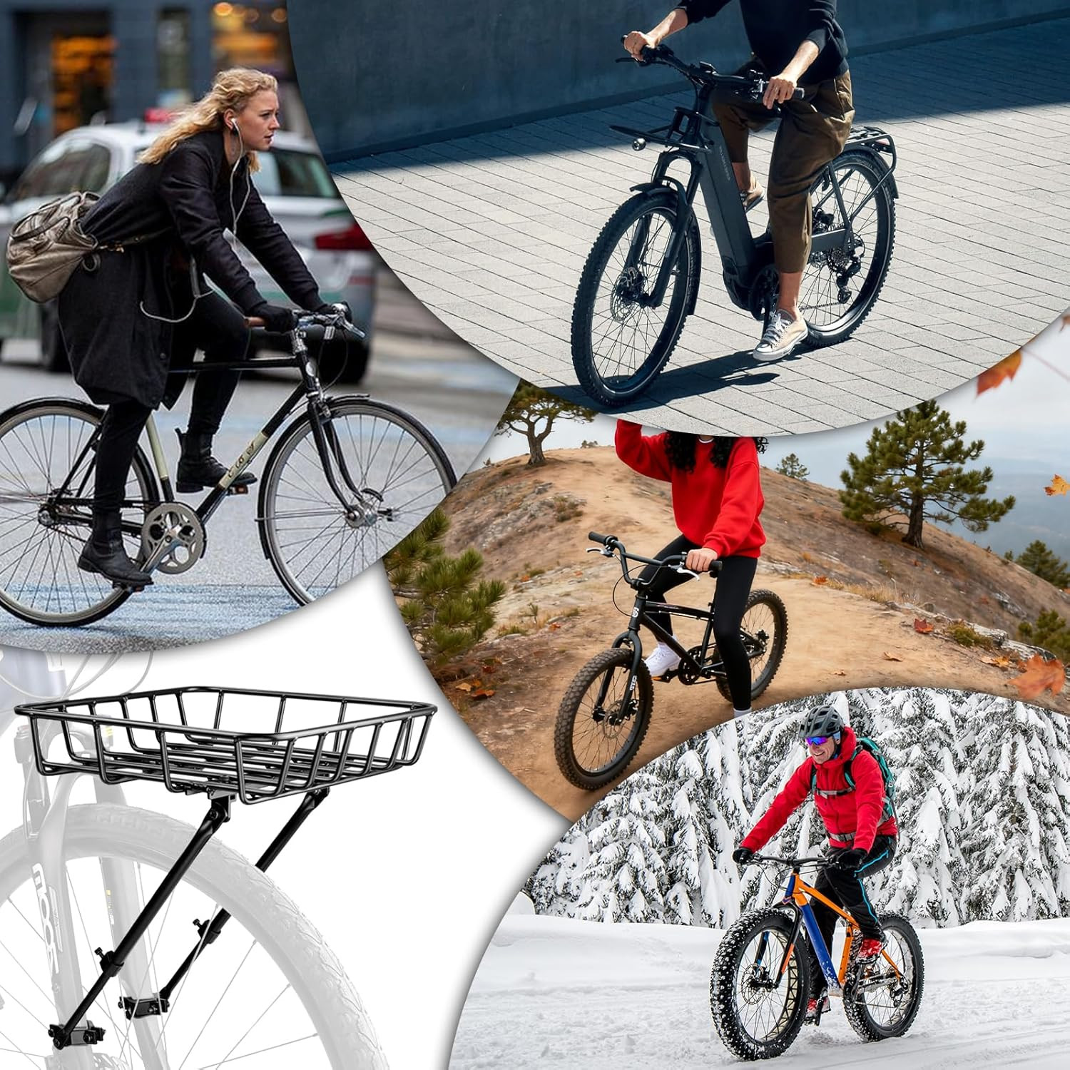 Large-Capacity Universal Bicycle Front Basket - Adjustable & Lightweight Alloy C