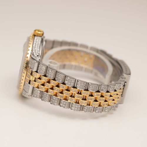 Rolex Datejust 16013 Glacé Entièrement Diamant Montre 36mm Gris Cadran 11.85ct - Photo 7 sur 10