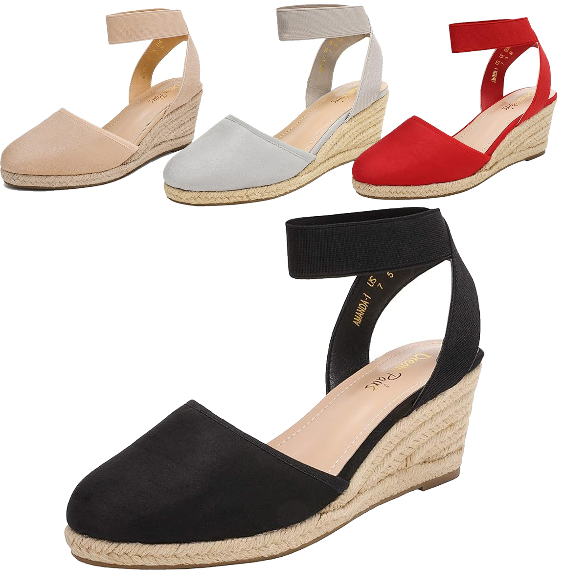 DREAM PAIRS Women Espadrilles Wedge Sandals Elastic Ankle Strap