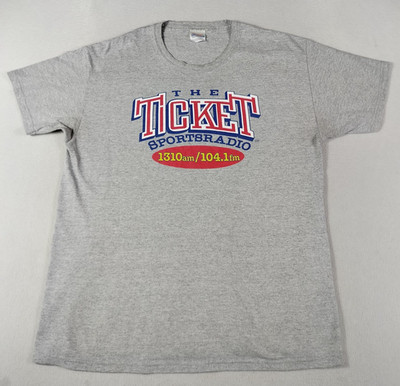 Hanes The Ticket Sports Radio Shirt Mens Large Gray 1310 104.1 FM Graphic Tee