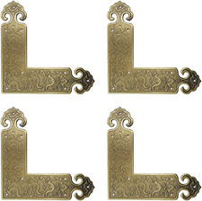 4Pcs Antique Embossing Brass Decorative Corner Protectors Braces Classical Fu...
