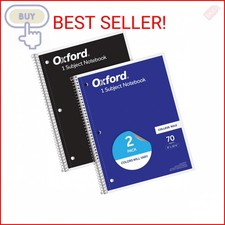 Oxford Spiral Notebooks, 2 Pack, 1 Subject, College Ruled Notebooks for School,