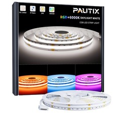 PAUTIX RGBW COB LED Strip Lights Bright 6000K Daylight White 24 ft, RGB 6000K