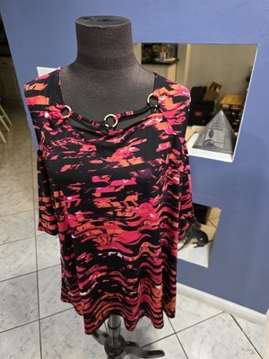 NWT BOLD ELEMENTS Womens Blouse Top Multicolor Size 3X Plus Size Cold Shoulder
