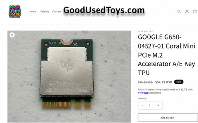 1 -  GOOGLE G650-04527-01 Coral Mini PCIe M.2  A/E Key TPU Frigate  FAST SHIP!