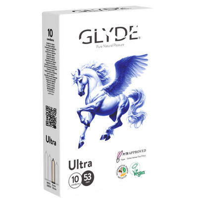 GLYDE Ultra 10 Kondome, Vegan Blume zertifiziert, Naturkautschuklatex Befeuchtet