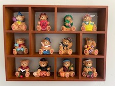 Wooden Shadow Box Shelf, 9-Slot Wall-Mounted Floating Shelf for Small Decor & Fi