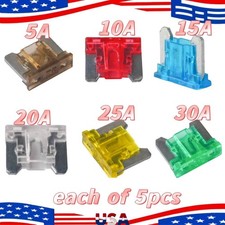 30PCS Low Profile Mini Blade Fuse Assorted Kit Mixed Car Van Auto 5A-30A