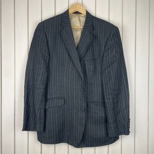 Clarke & Dawe Mens Linen Pinstripe Dark Grey Blazer Suit Jacket 44R
