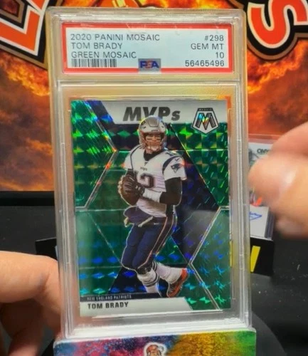 Tom Brady 2020 Panini Mosaic Camo Green Mosaic Prizm #298 MVPs PSA 10 GEM MINT