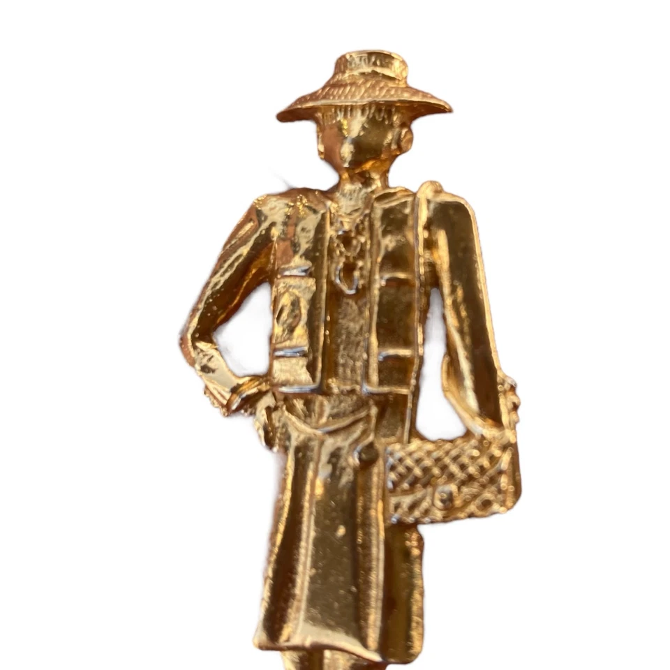 Broche Chanel dorado vintage 2” Mademoiselle Coco Paris años 80 solapa de alta costura Foto 4 de 4