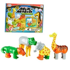 Magnetic Mix or Match Jungle Animals Toy Play Set, 16 Pieces 