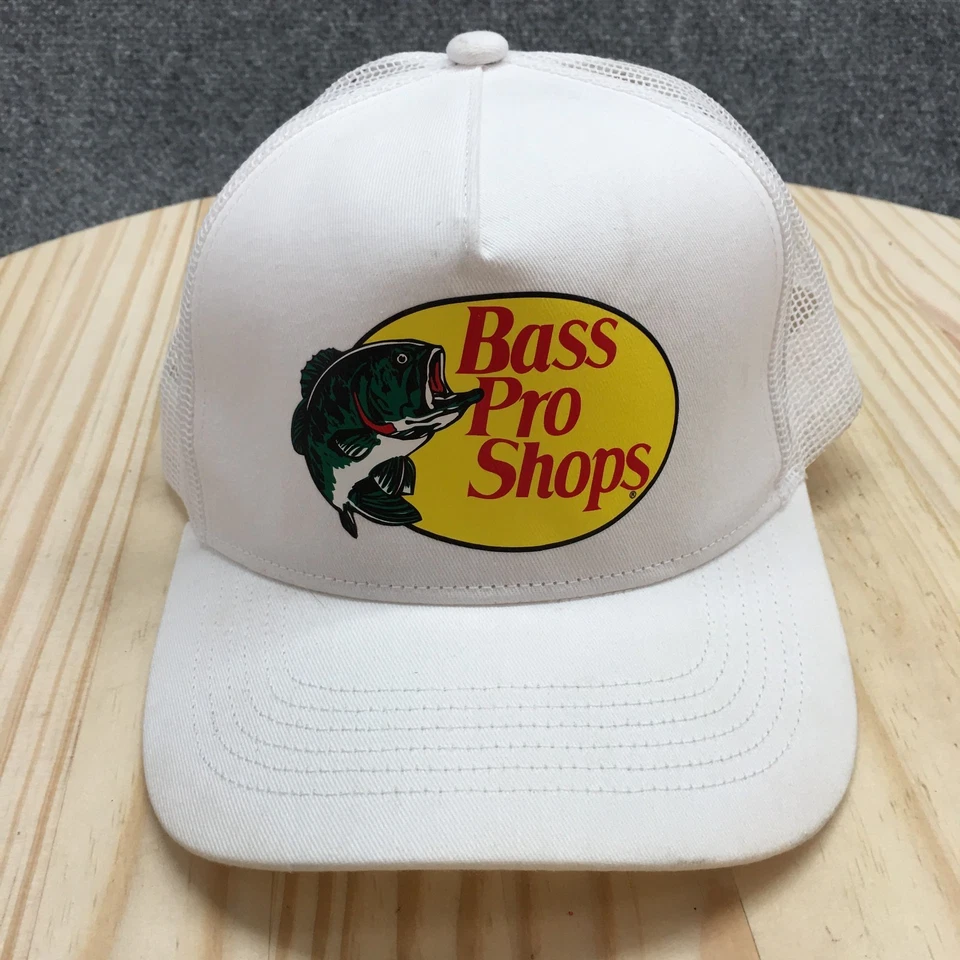 Sombrero de camionero Bass Pro Shops unisex blanco OSFA ala curva ajustable malla trasera Foto 2 de 4