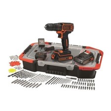 BLACK & DECKER Perceuse sans fil Lithium 18 V - 2 batteries - Coffret 160 access