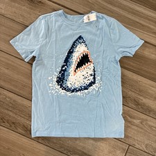 Gap Kids Boys' Pixel Shark T-Shirt Light Blue ,Size L, NWT