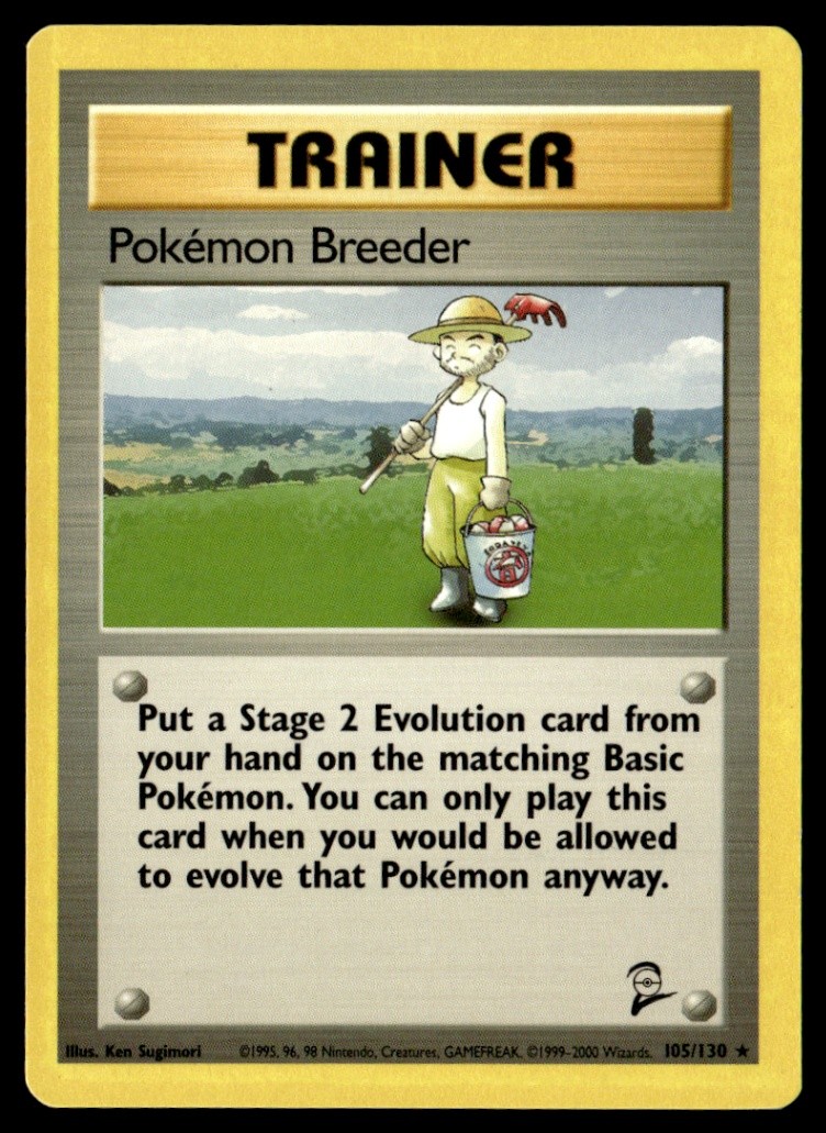 Pokemon Breeder Rare Normal Base Set 2 105/130 NM Pokémon TCG
