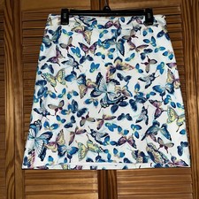 Talbots Butterfly Print Cotton Canvas Lined Skirt Size 6P, 6 Petite