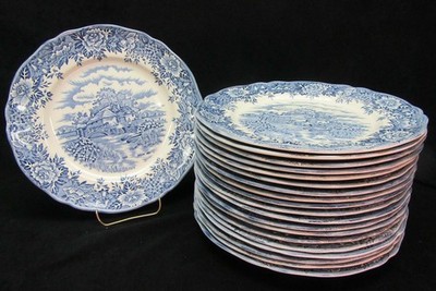 Vintage Salem Olde Staffordshire Blue English Village 6-1/2'' Bread Plate(s) Old
