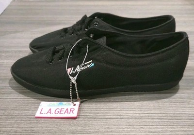Vtg 1989 LA Gear Athletic Shoes Sneakers Sz 7.5 Black Canvas Retro CYC/CD