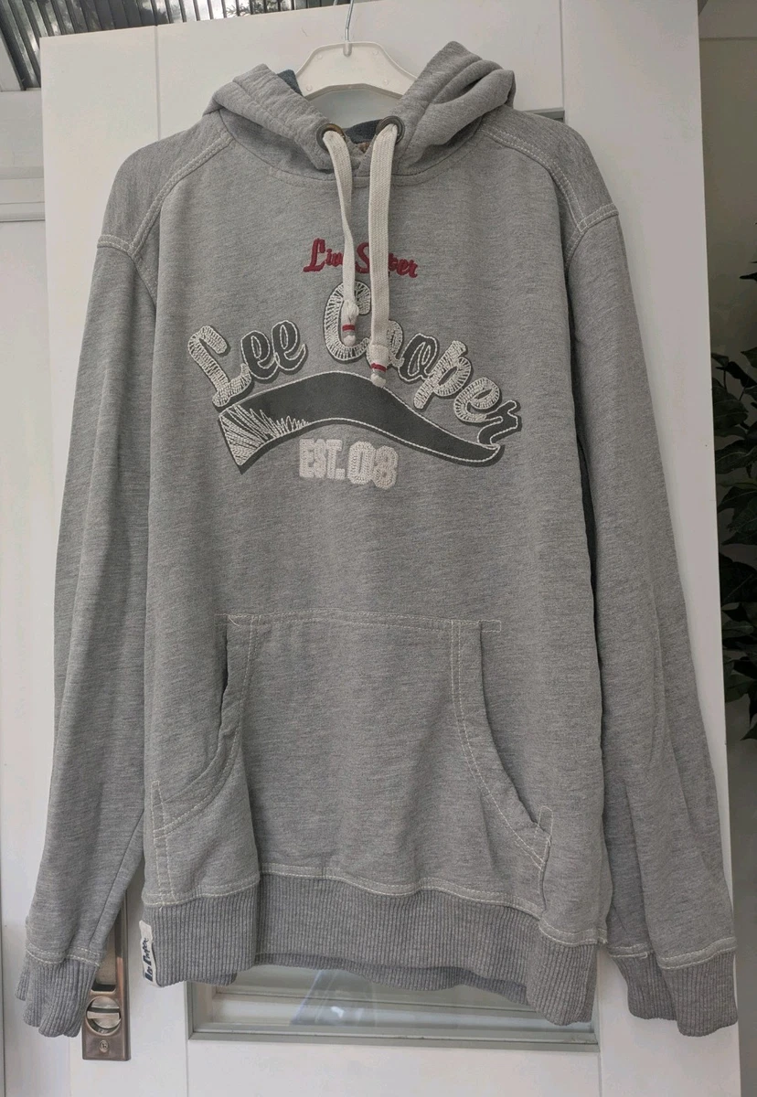 Sudadera con capucha gris Lee Cooper vintage para hombre talla mediana